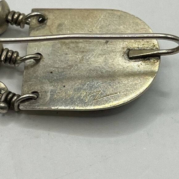 Signed Heinz Brummell Silver and Onyx Dangle Earrings - Picture 5 of 7